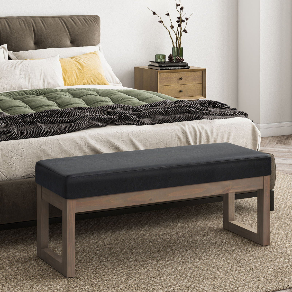 Milltown Upholstered Ottoman Bench with Versatile Design - Multiple Colors