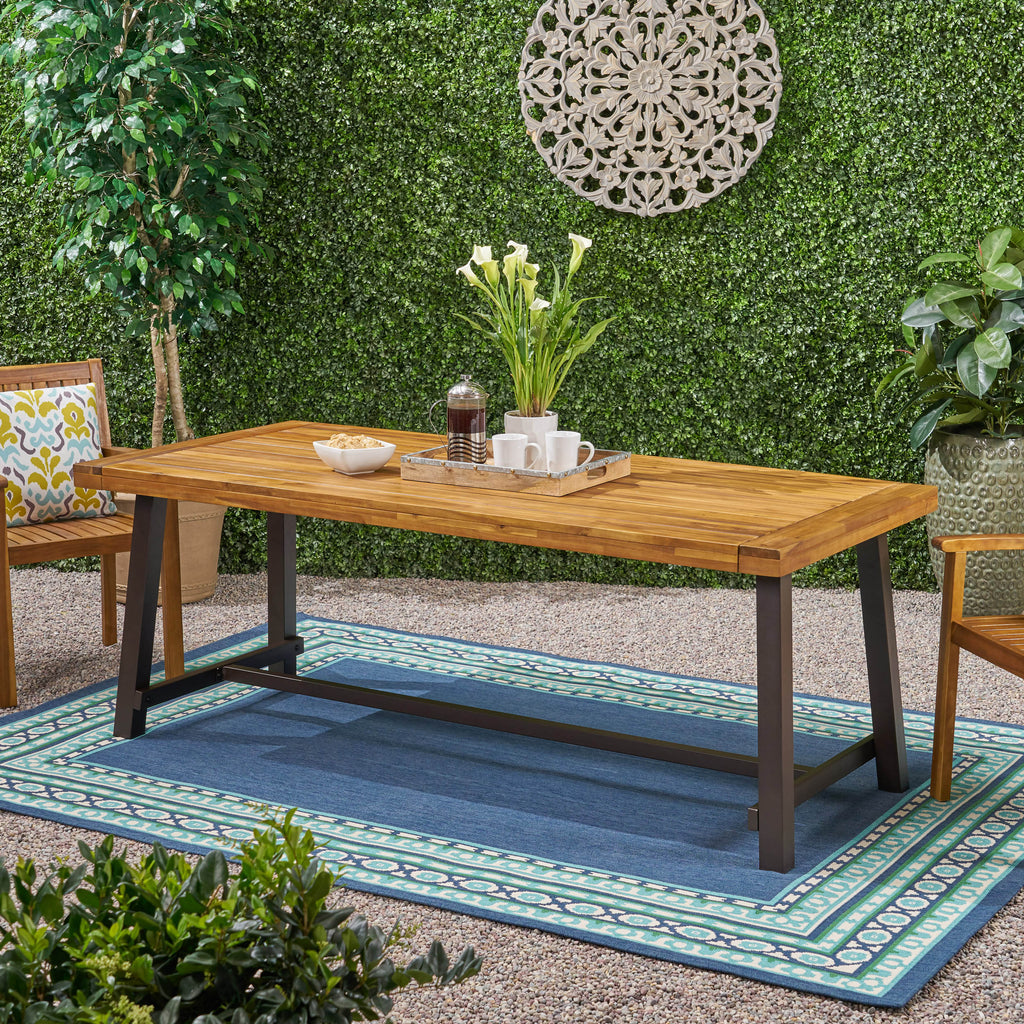 Acacia Wood Outdoor Dining Table with Seating for 8