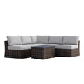 Wicker Sectional Sofa with Cushions and Table - Gray