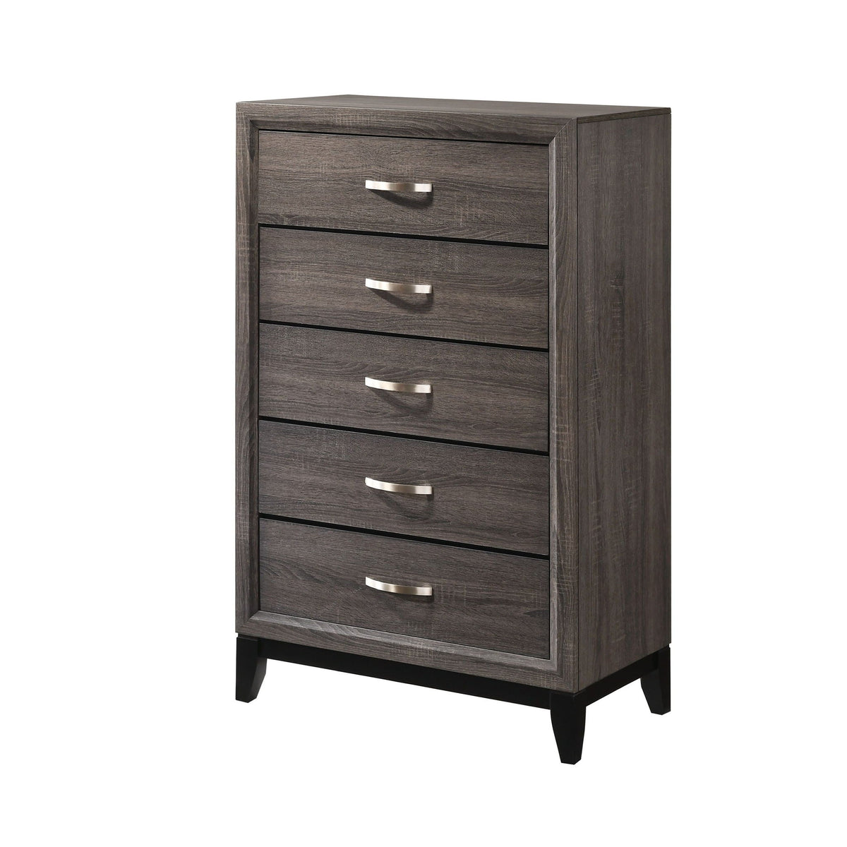 Contemporary 5 Drawer Tall Chest with Ample Storage - White or Dark Gray