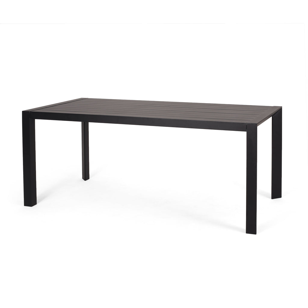 Templin Rectangle Dining Table with Sleek Aluminum Frame - Grey