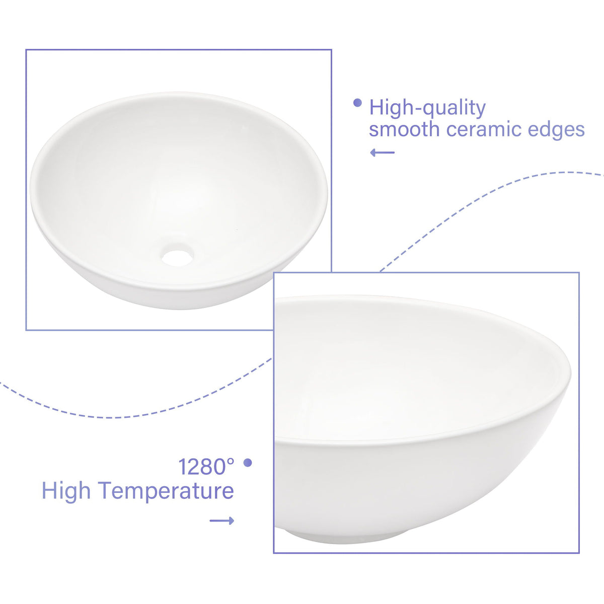 Modern Ceramic Circular Vessel Bathroom Sink