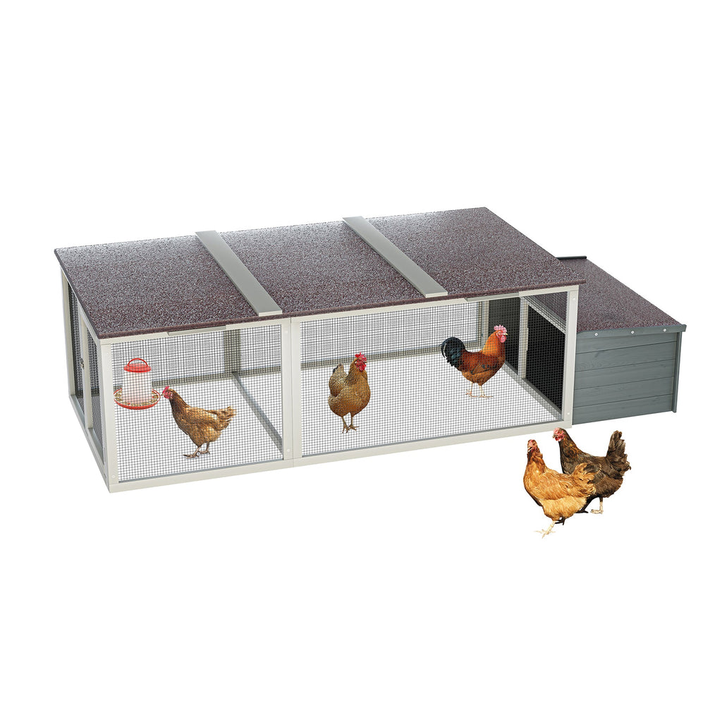 Large Wooden Chicken Coop with Weatherproof Roof - Gray