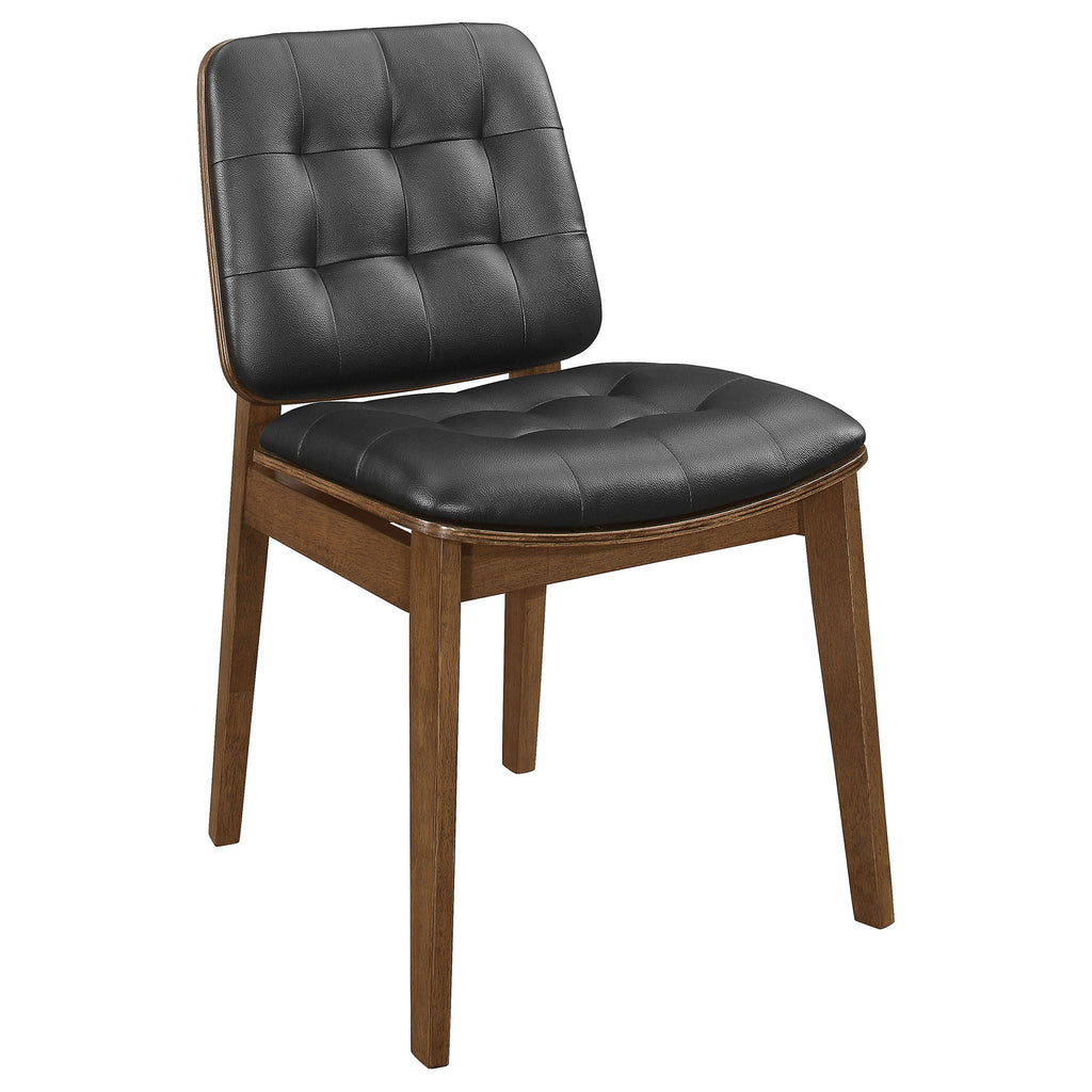 Glass Top 5 Piece Dining Room Set with Leatherette Chairs - Brown