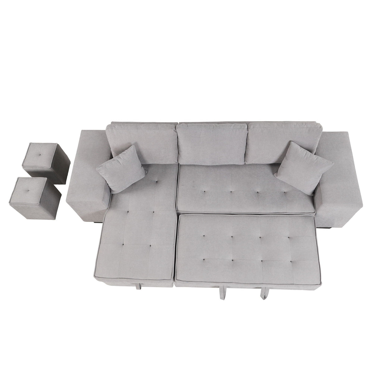 Reversible L-Shape Sleeper Sectional Sofa with Storage Chaise and 2 Stools - Multiple Colors