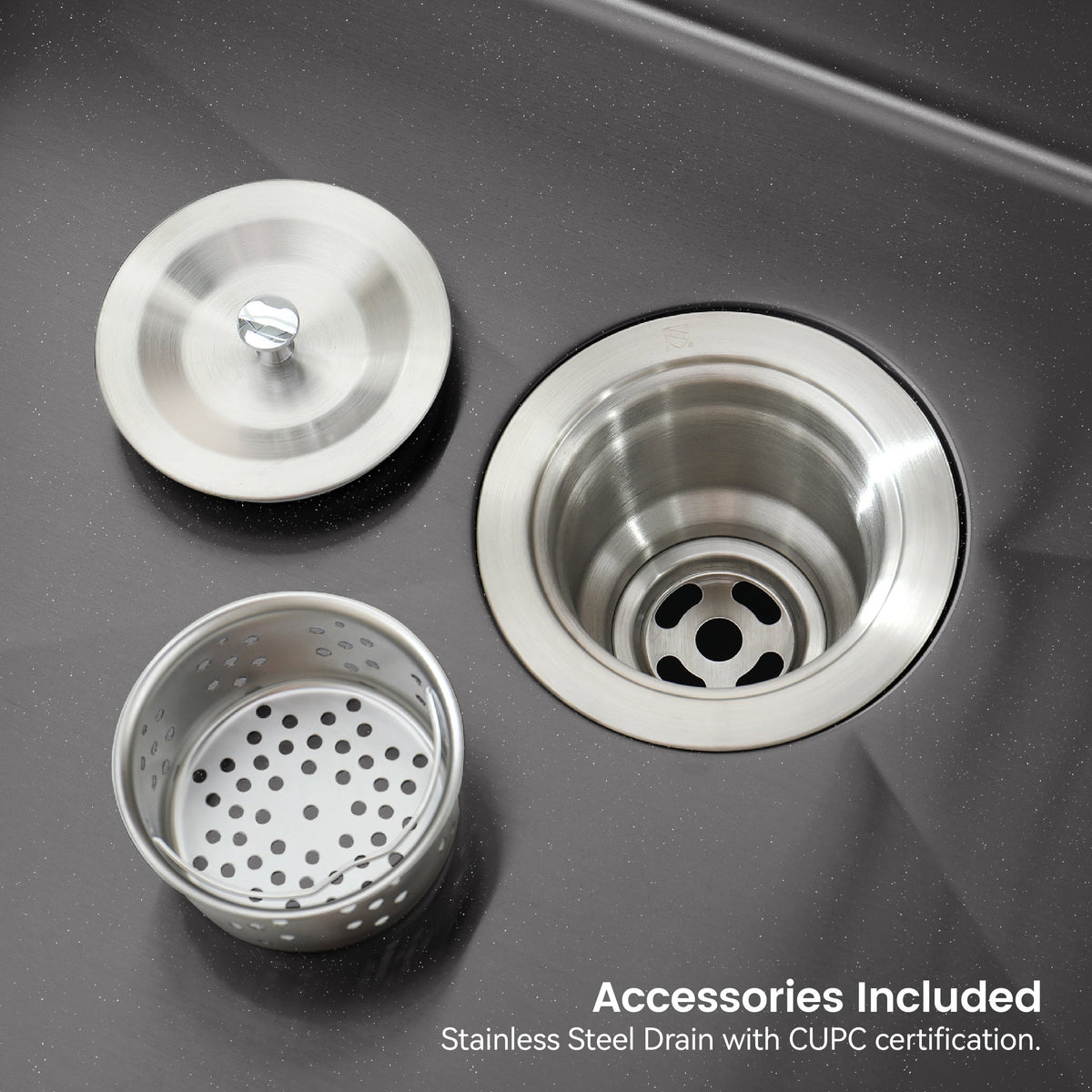Stainless Steel Kitchen Sink, 33″x22″ Single Bowl, Overmount Handmade Sink in Black, with US Standard Drain and Hook