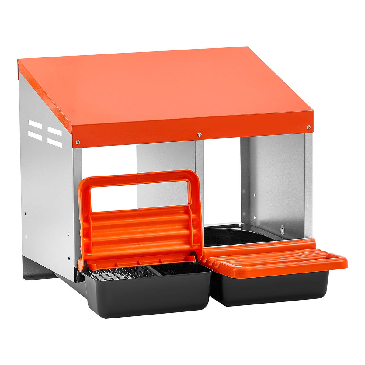 2-Compartment Chicken Nesting Box with Easy Egg Collection - Silver