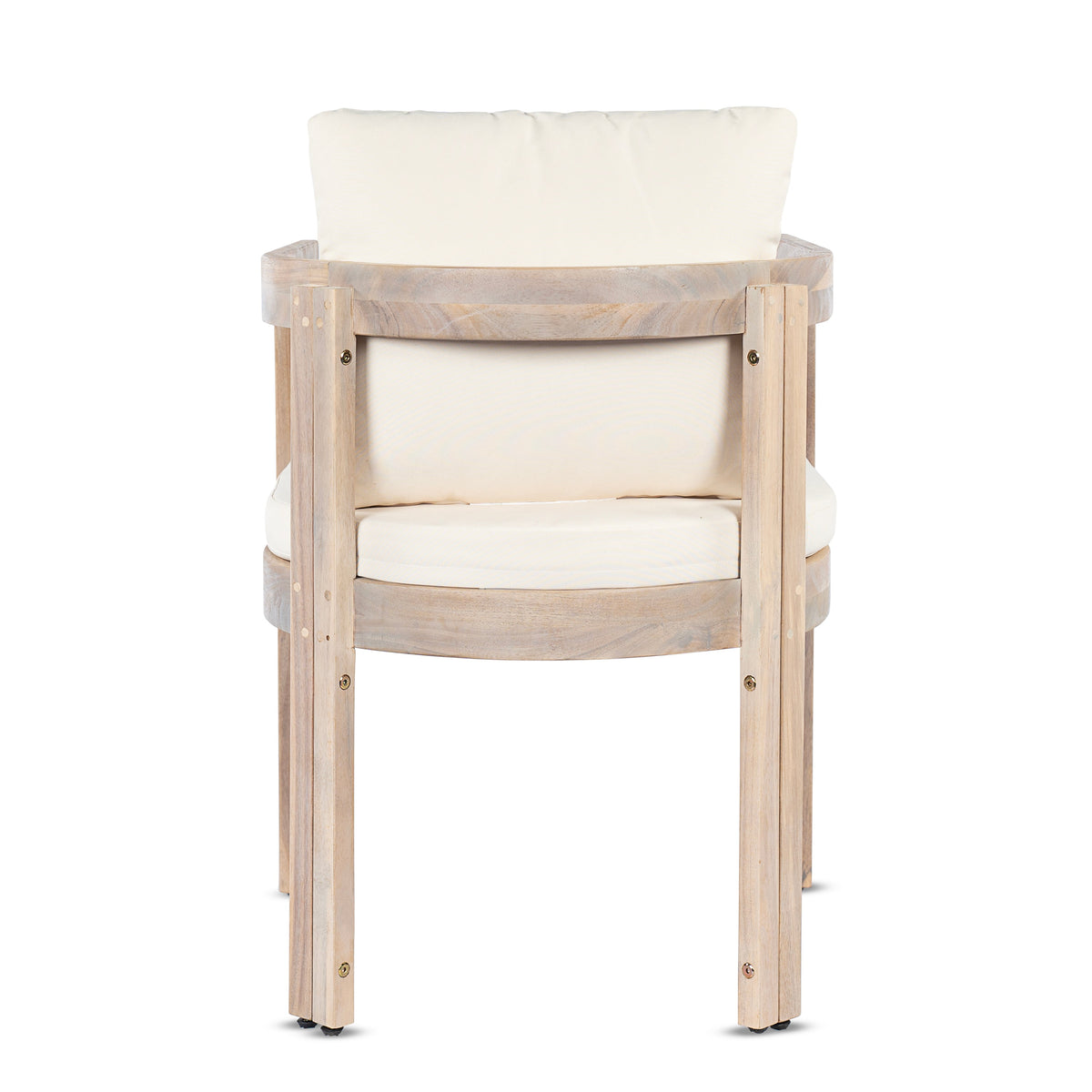 Acacia Wood Dining Chairs Set of 2 with Armrests and Cream Cushions