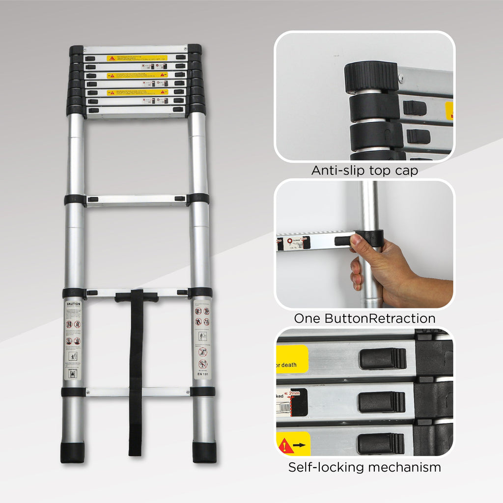 Telescoping Ladder 10.5FT with 300 lb Capacity - Aluminum