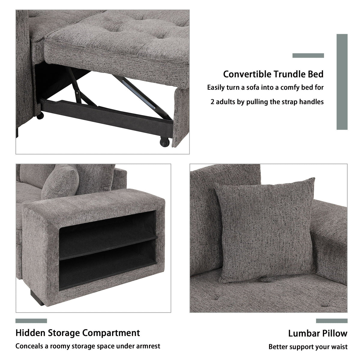 Reversible L-Shape Sleeper Sectional Sofa with Storage Chaise and 2 Stools - Multiple Colors