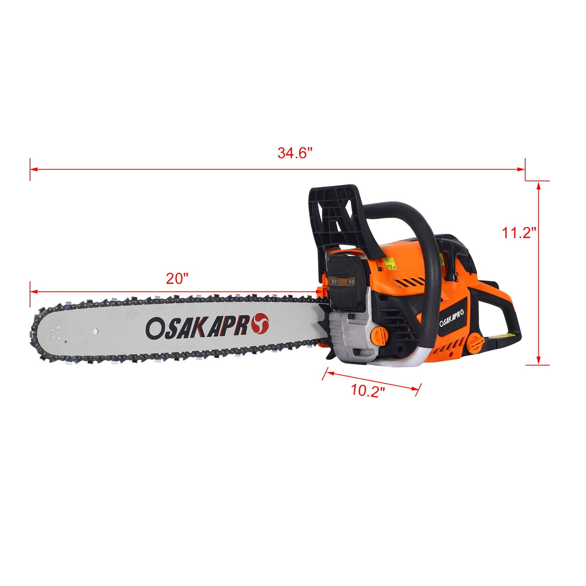 58cc Gasoline Chainsaw with 20-Inch Bar and Anti-Vibration - Orange