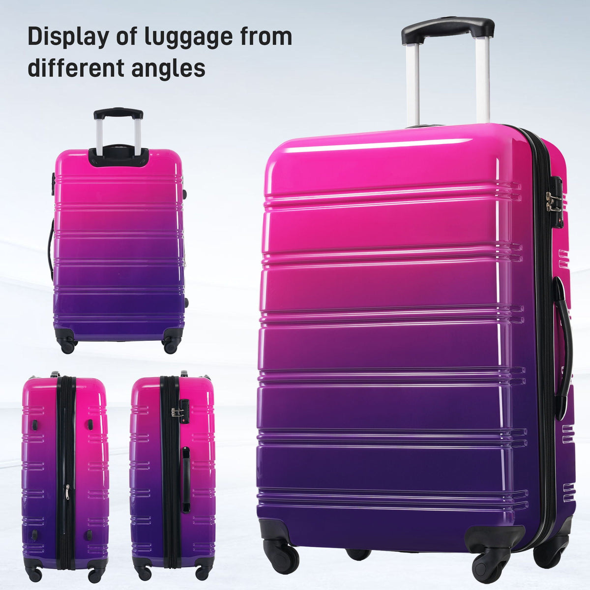 Gradient Color Hardshell Luggage Set with Spinner Wheels and TSA Lock – Light Blue or Purple