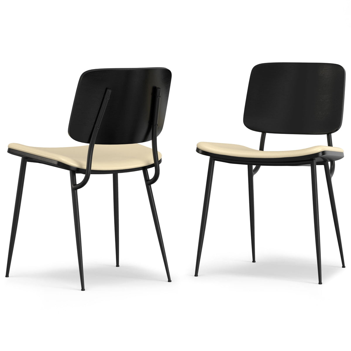 Ergonomic Dining Chair Set of 2 with Molded Plywood Backrest – Black or White