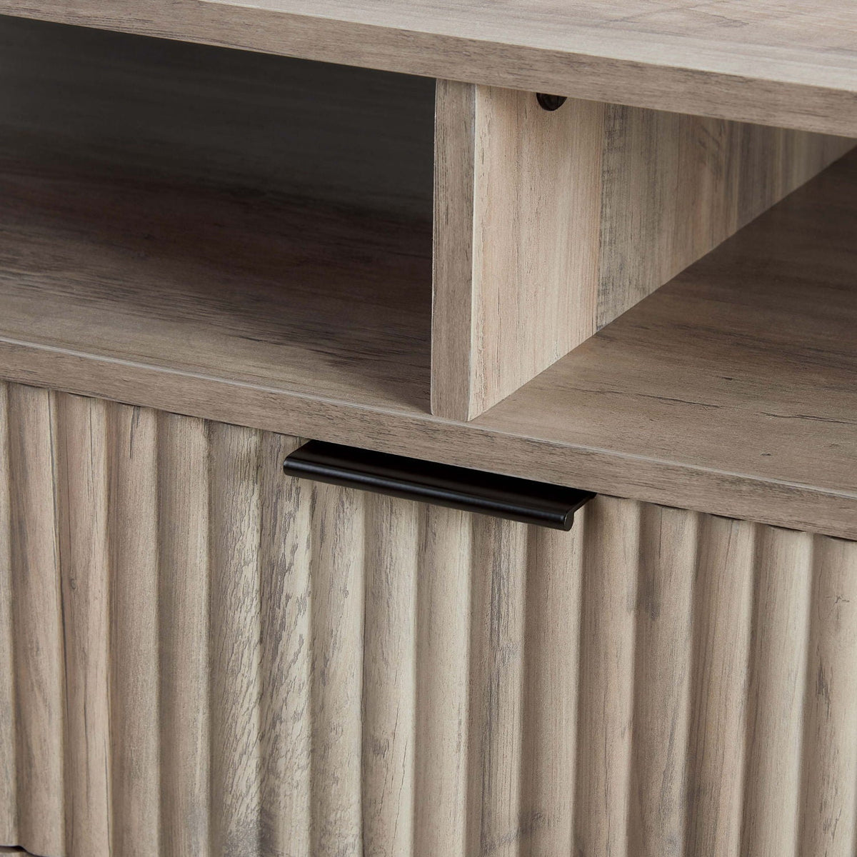 Fluted TV Stand with Storage and Metal Legs - Multiple Colors
