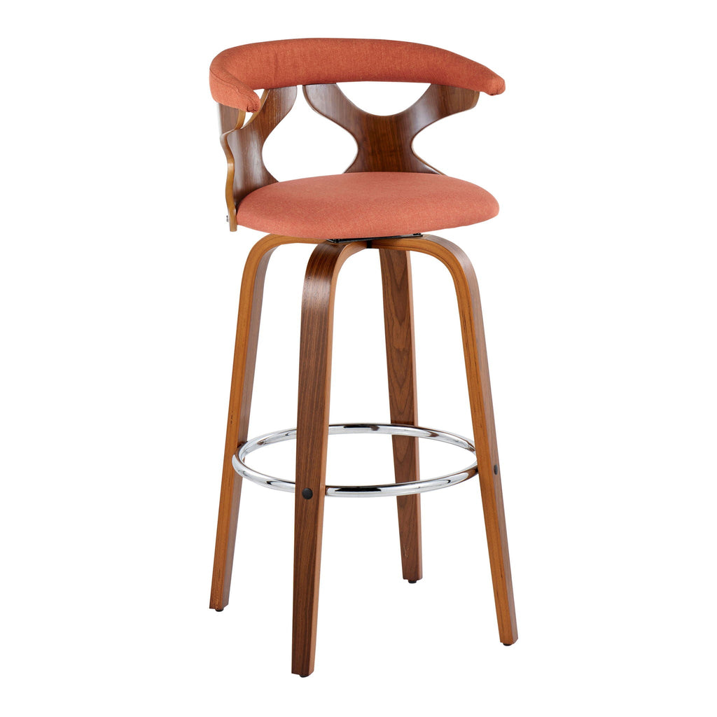Mid Century Modern Swivel Barstool Set with Padded Upholstery - Multiple Colors