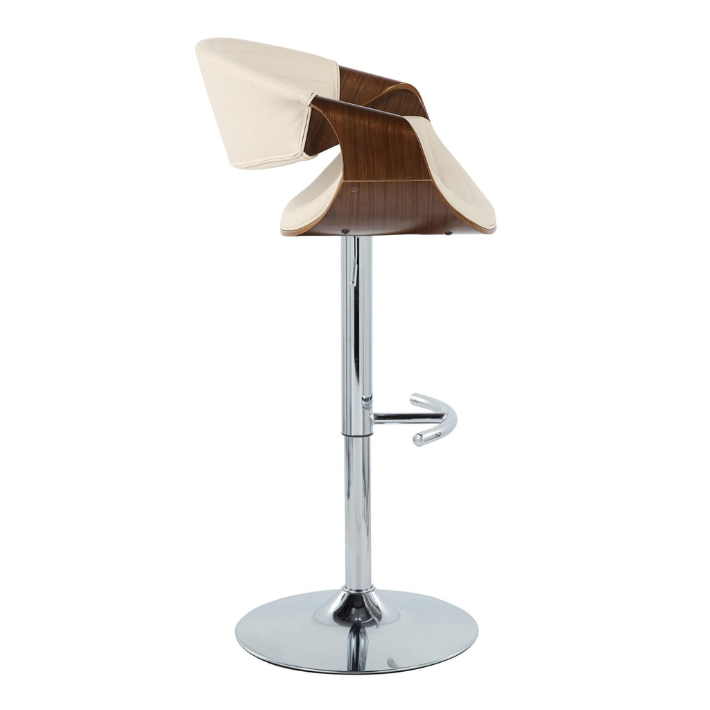 Mid Century Modern Adjustable Barstool Set of 2 with Swivel Footrest - Pearl Silver, Beige, Black