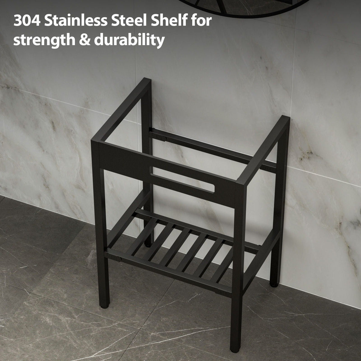 Console Sink With Legs, 24" X 18", Durable Porcelain With Frame - White / Black