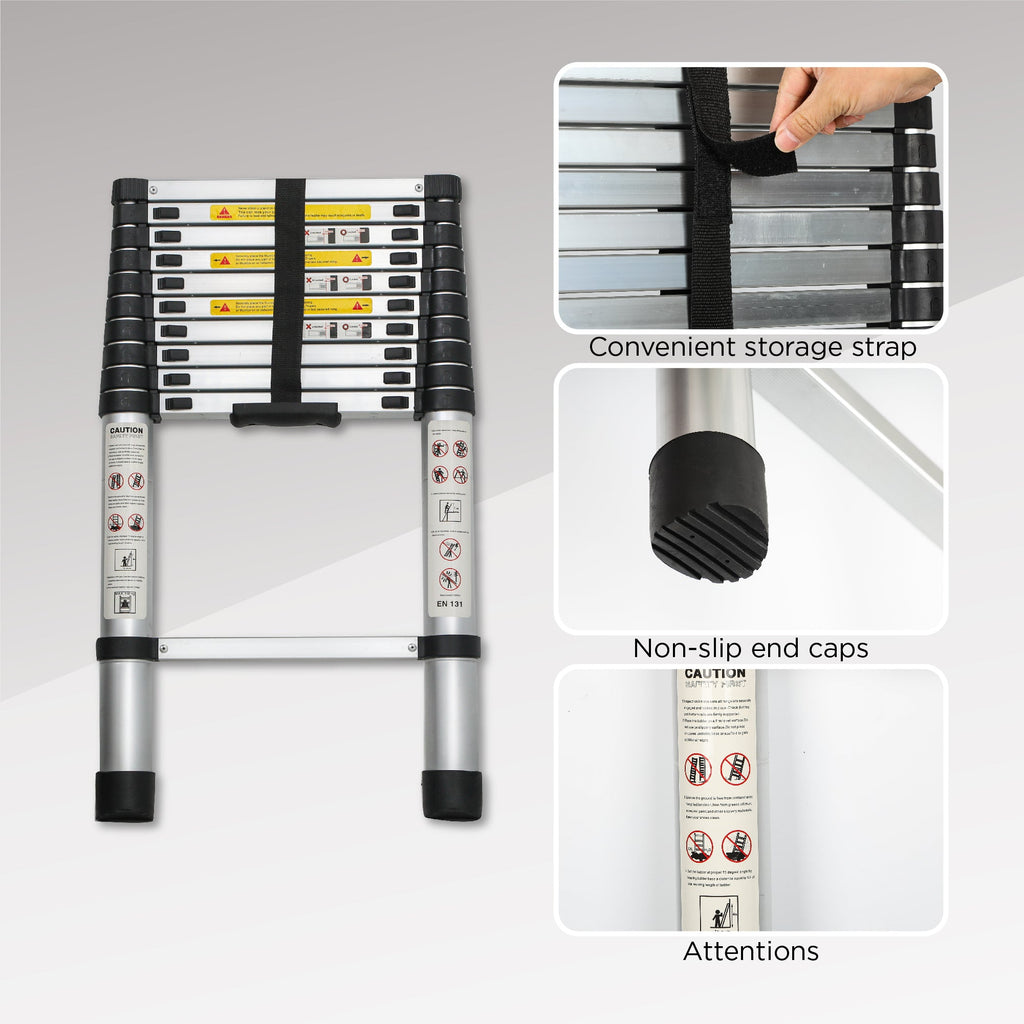 Telescoping Ladder 10.5FT with 300 lb Capacity - Aluminum