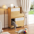Modern 2 in 1 Cat Furniture with Litter Box Enclosure - Natural