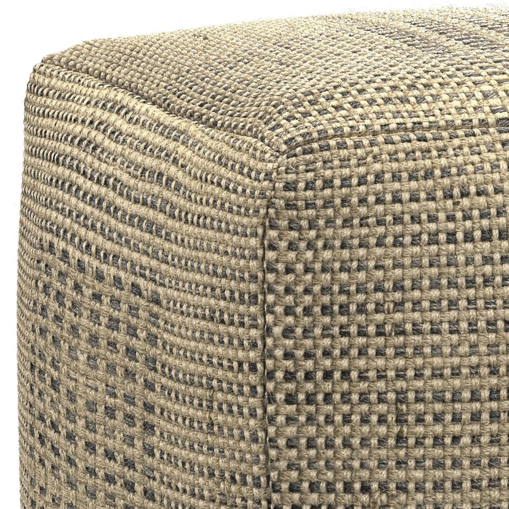 Square Woven Pouf with Dense Polystyrene Filling - Natural