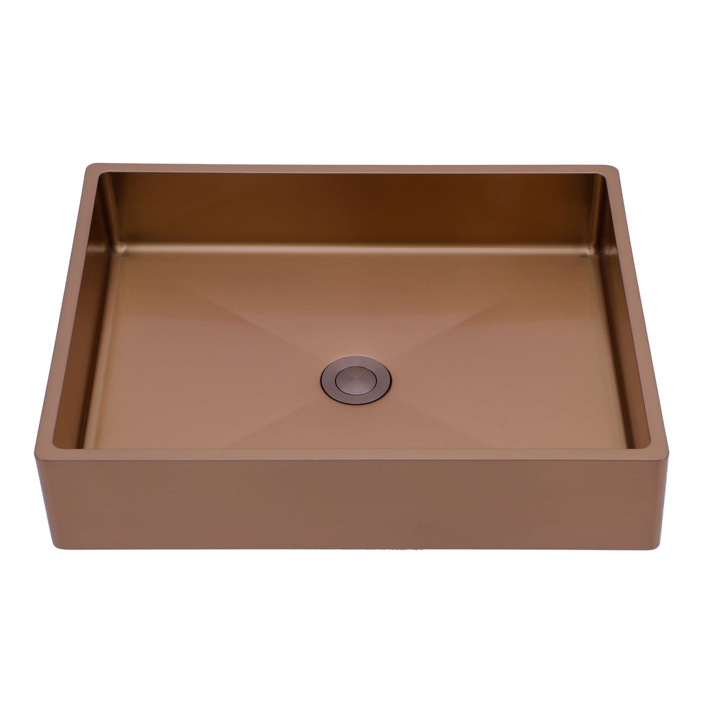 19" X 15" Stainless Steel Bathroom Sink With Pop Up Drain, Nano Surface - Rose Gold