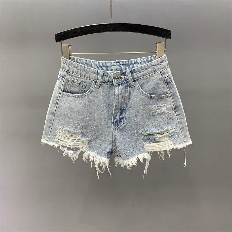 High Waist Slimming Rhinestone Hot Pants