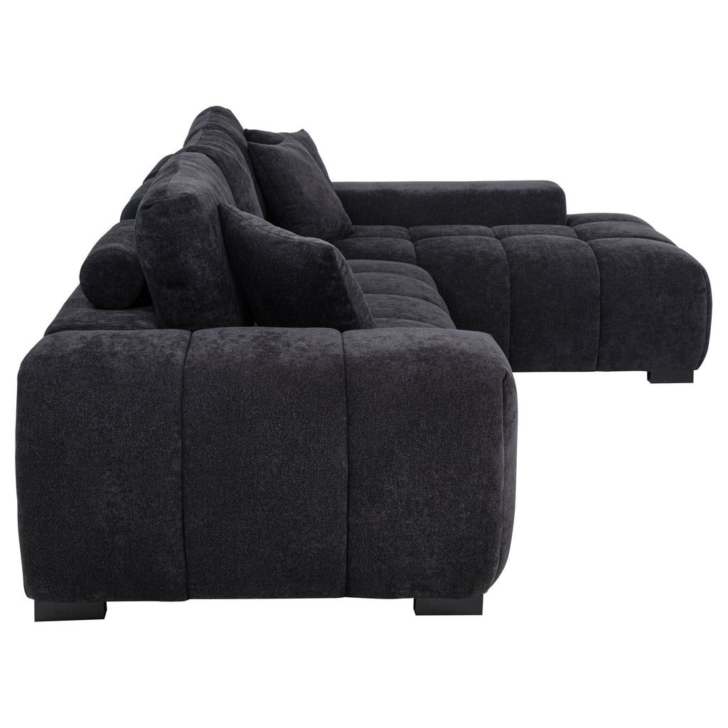 Octavia Upholstered Sectional Chaise Sofa Black