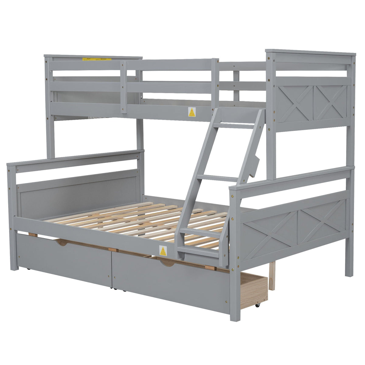 Twin Over Full Bunk Bed with Ladder and Storage Options - White or Dark Gray