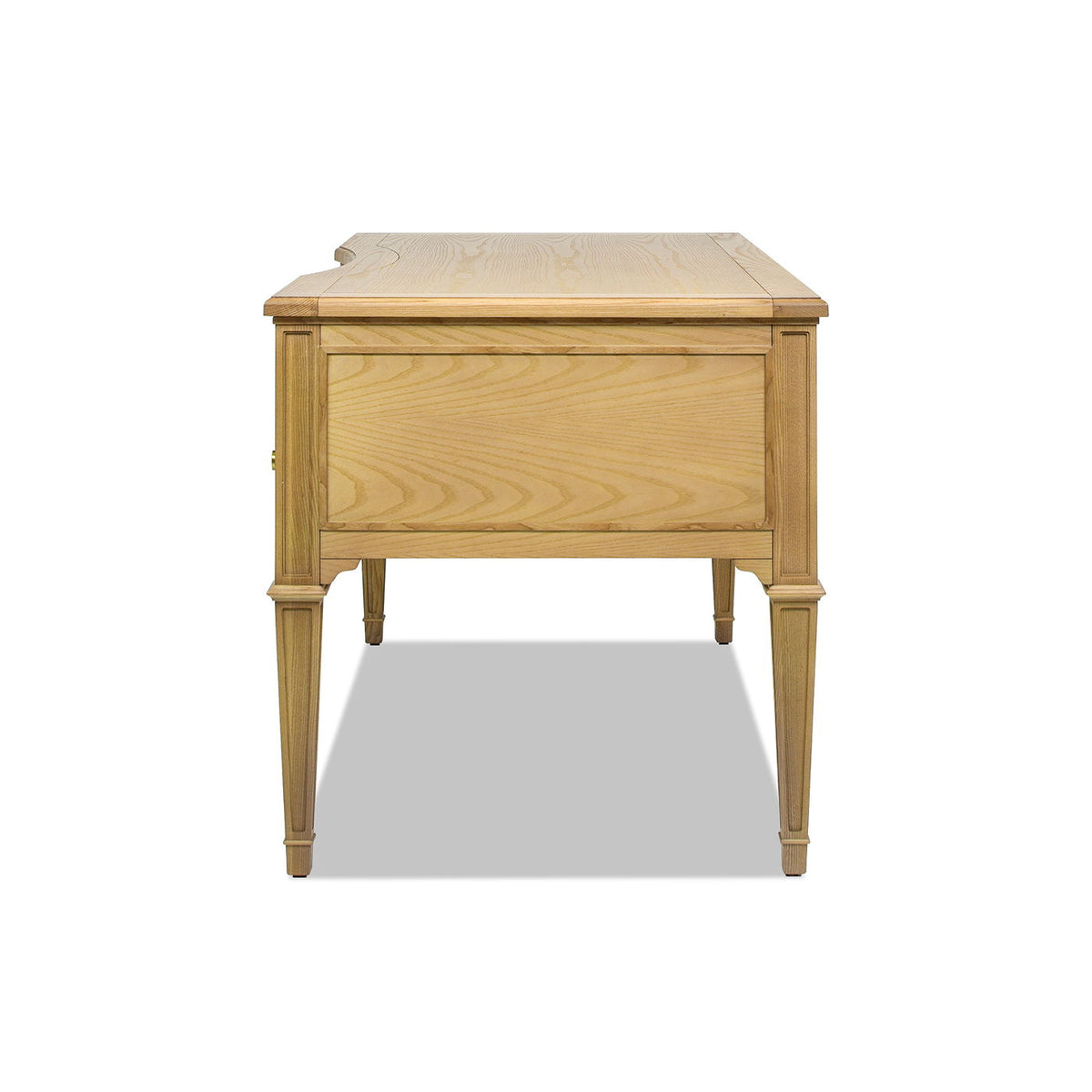 Dauphin 5 Drawer Executive Desk with Solid Rubber Hardwood - Gray or Light Brown