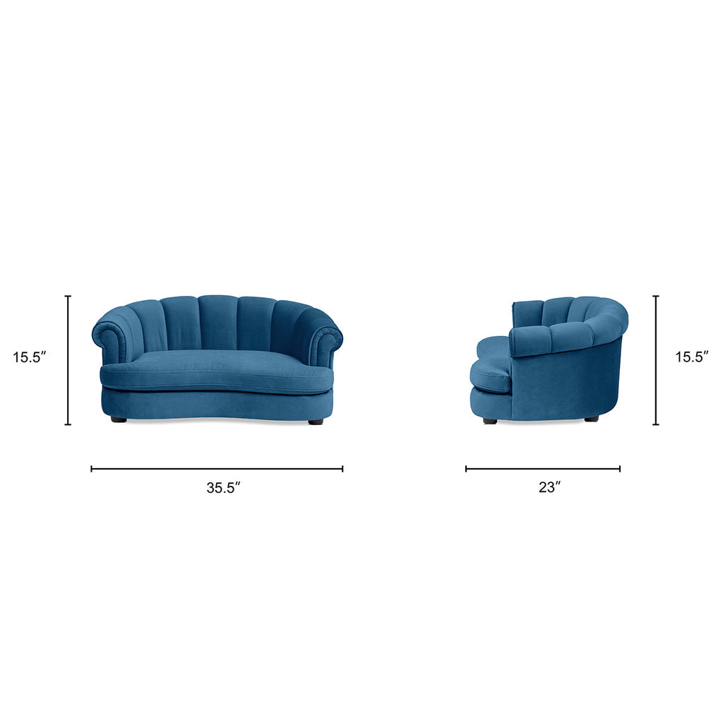 Halle 35.5" Rolled Arm Channel-Tufted Dog Sofa Bed with Velvet Upholstery - Satin