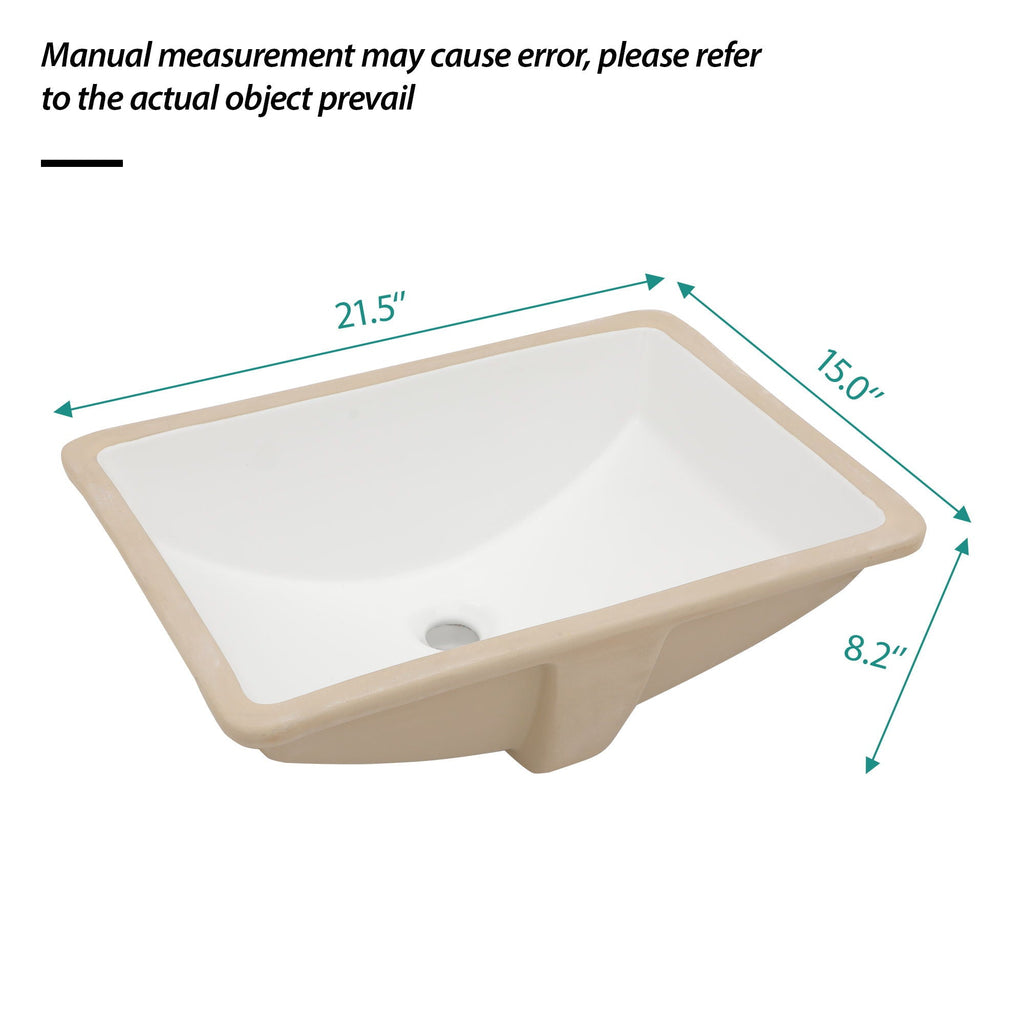 Modern Ceramic Undermount Bathroom Sink with Overflow - White or Black