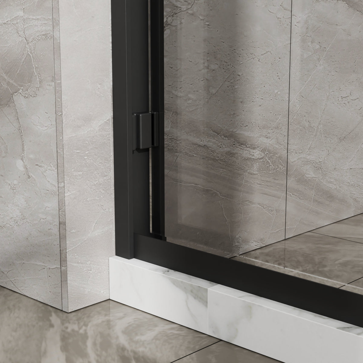 Double Sliding Glass Shower Door with Dual-Direction Opening - Clear Glass