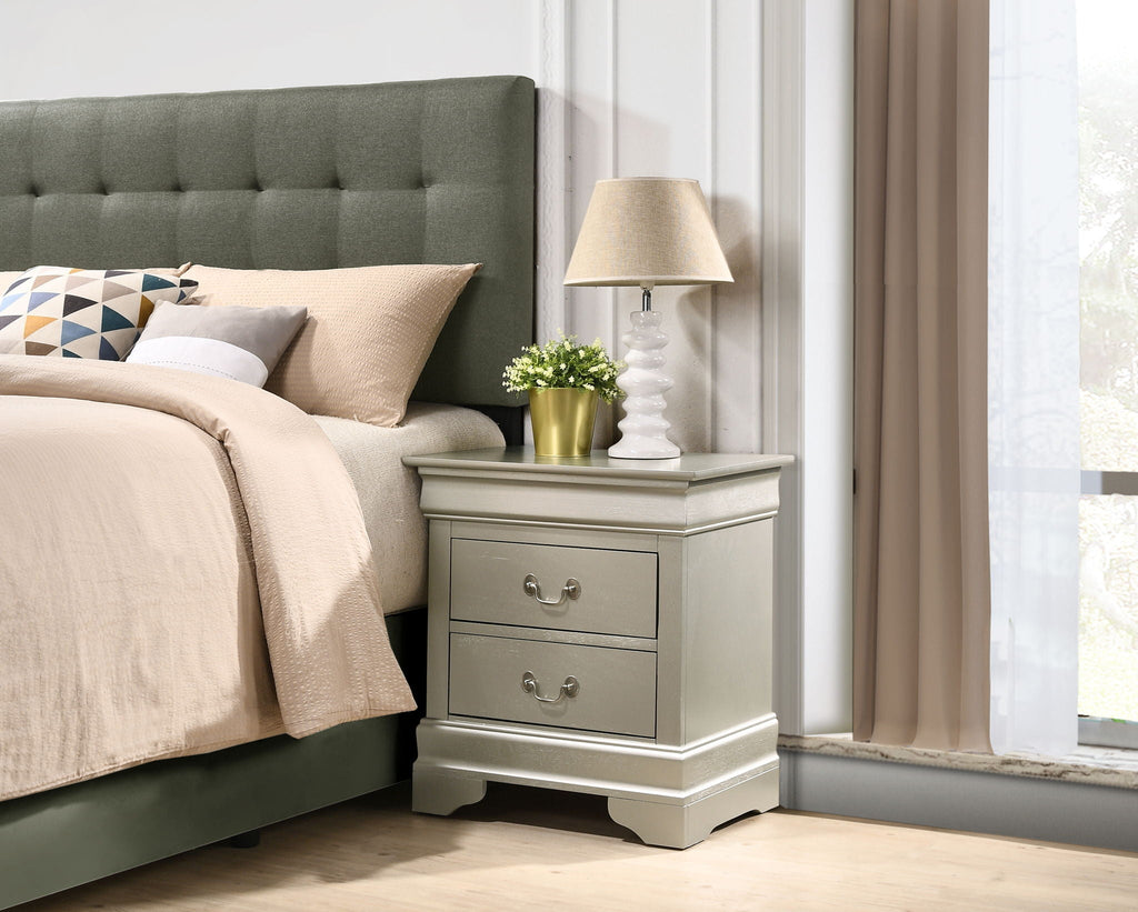 Louis Phillipe Wood Nightstand with Storage Drawers - Multiple Colors