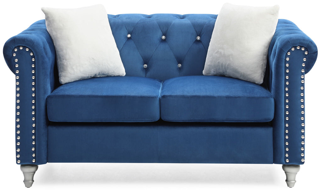 Contemporary Loveseat with Jeweled Tufted Design - Multiple Colors