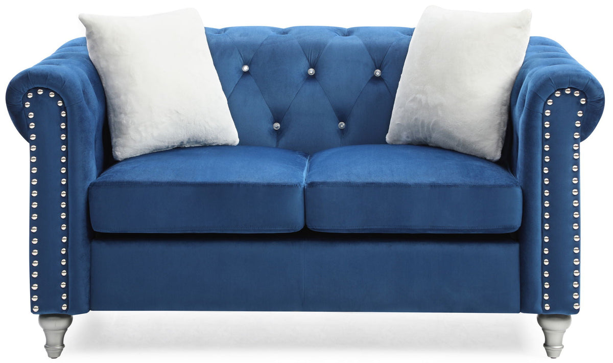 Contemporary Loveseat with Jeweled Tufted Design - Multiple Colors