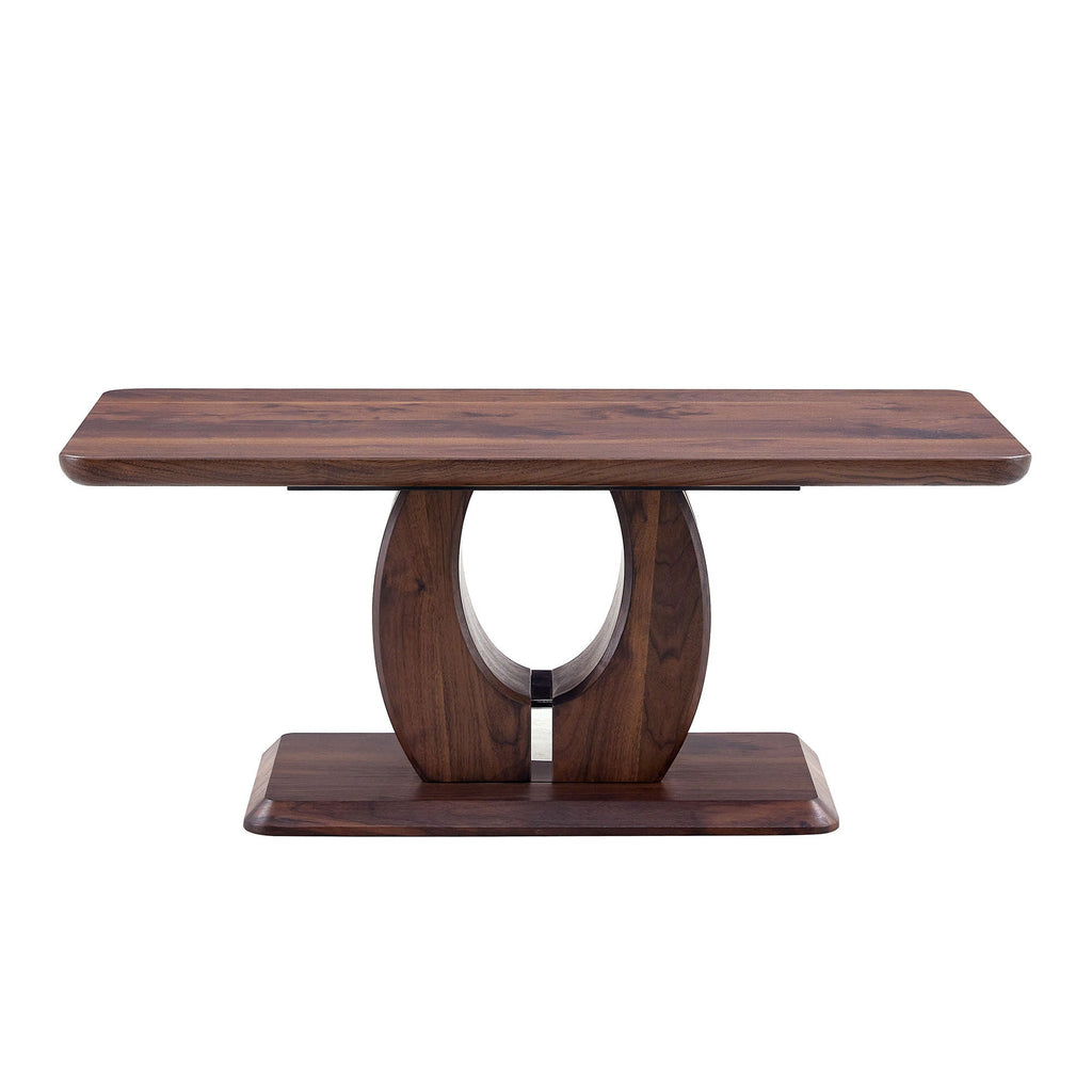 Modern Minimalist Rectangular Coffee Table with Walnut Grain Finish - Dark Brown