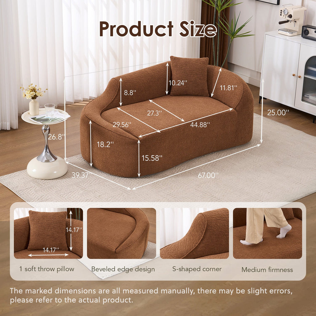 Chenille Curved Chaise Longue Chair with Compression Cushion - Modern