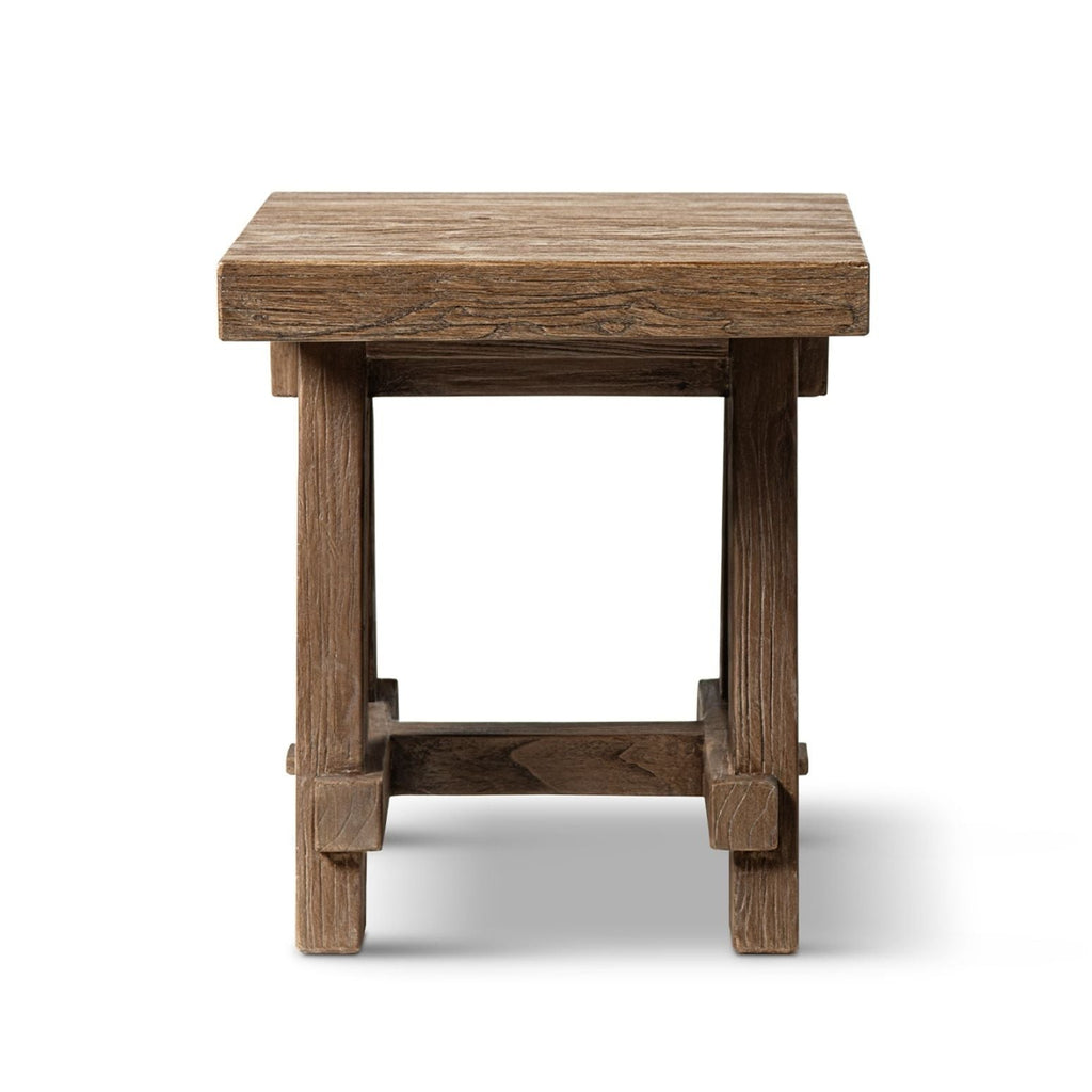 Trestle Coffee Table with Solid Reclaimed Elm Construction - Dark or Light Brown