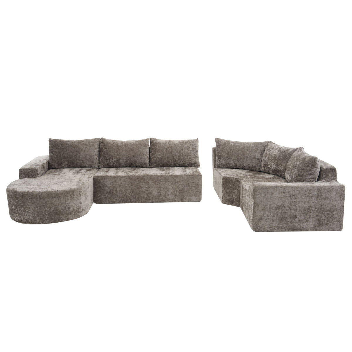 Modular Cloud Sectional Sofa Set with Deep Seating - Choose Beige, Dark Gray, or Dark Brown