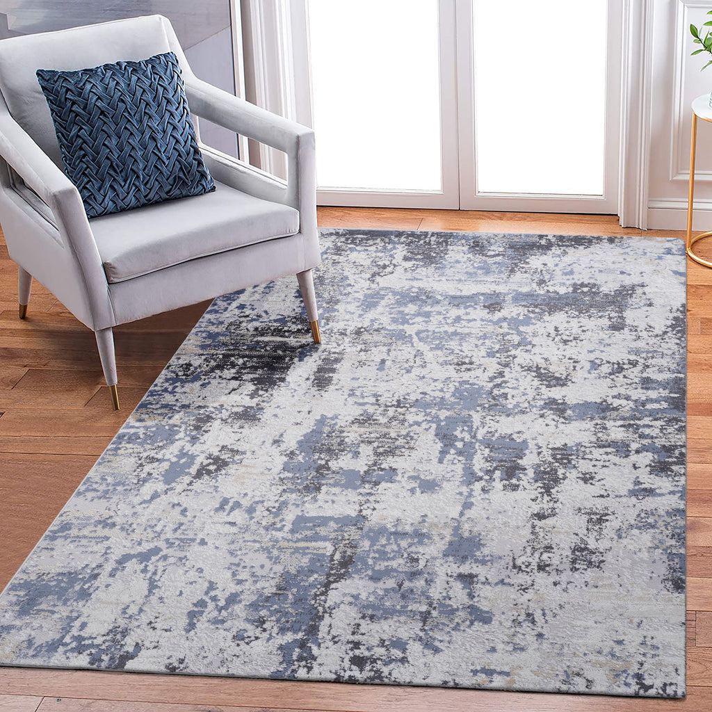 NAAR PAYAS Collection 8X10 Grey / Denim / Abstract Area Rug