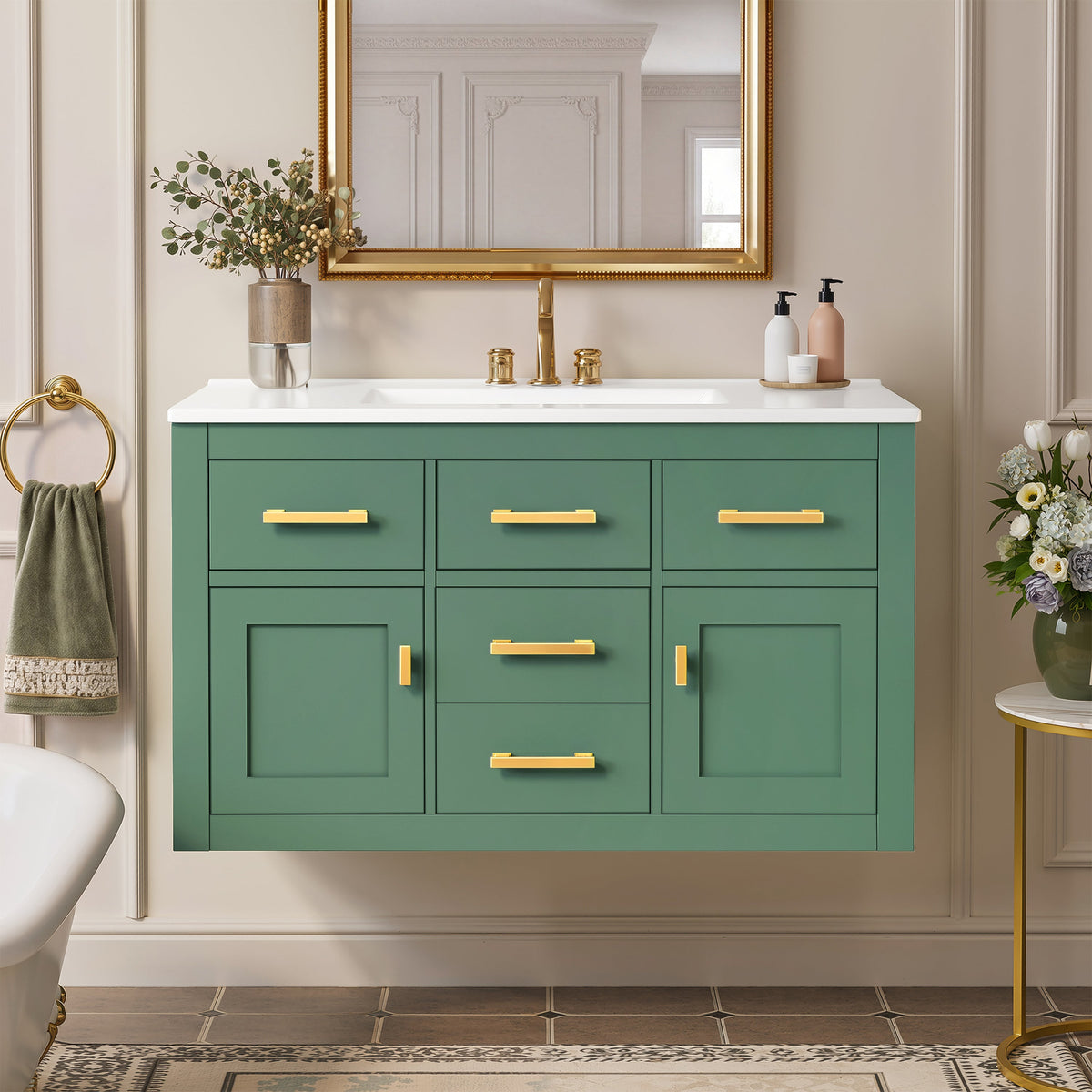36'' Wall Mounted Bathroom Cabinet – French Style Bathroom Vanity
