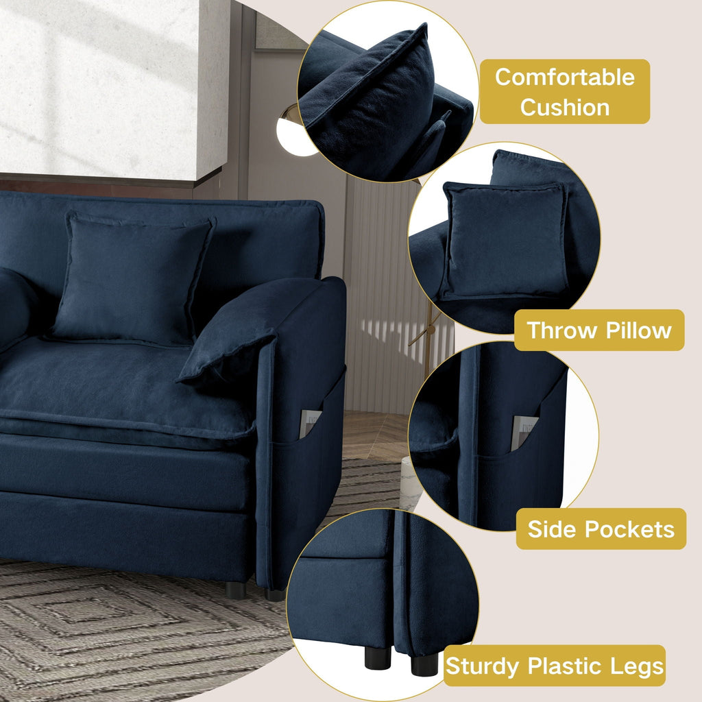 Oversized Chair & Ottoman with Soft Upholstery - Blue or Black