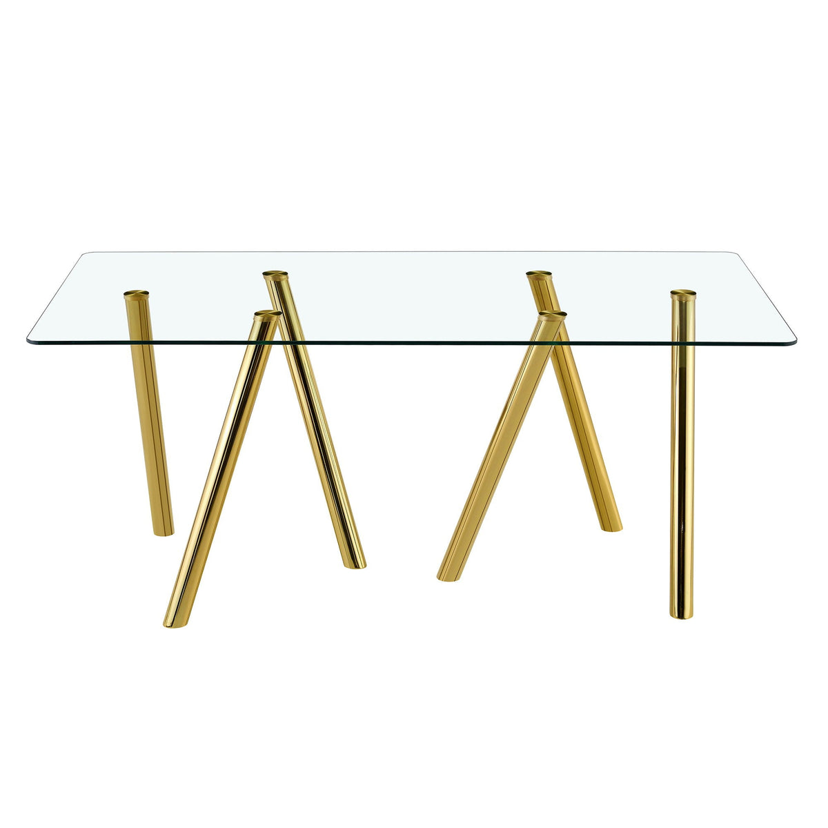 Dining Table with Transparent Tempered Glass Surface – Pearl Silver or Gold