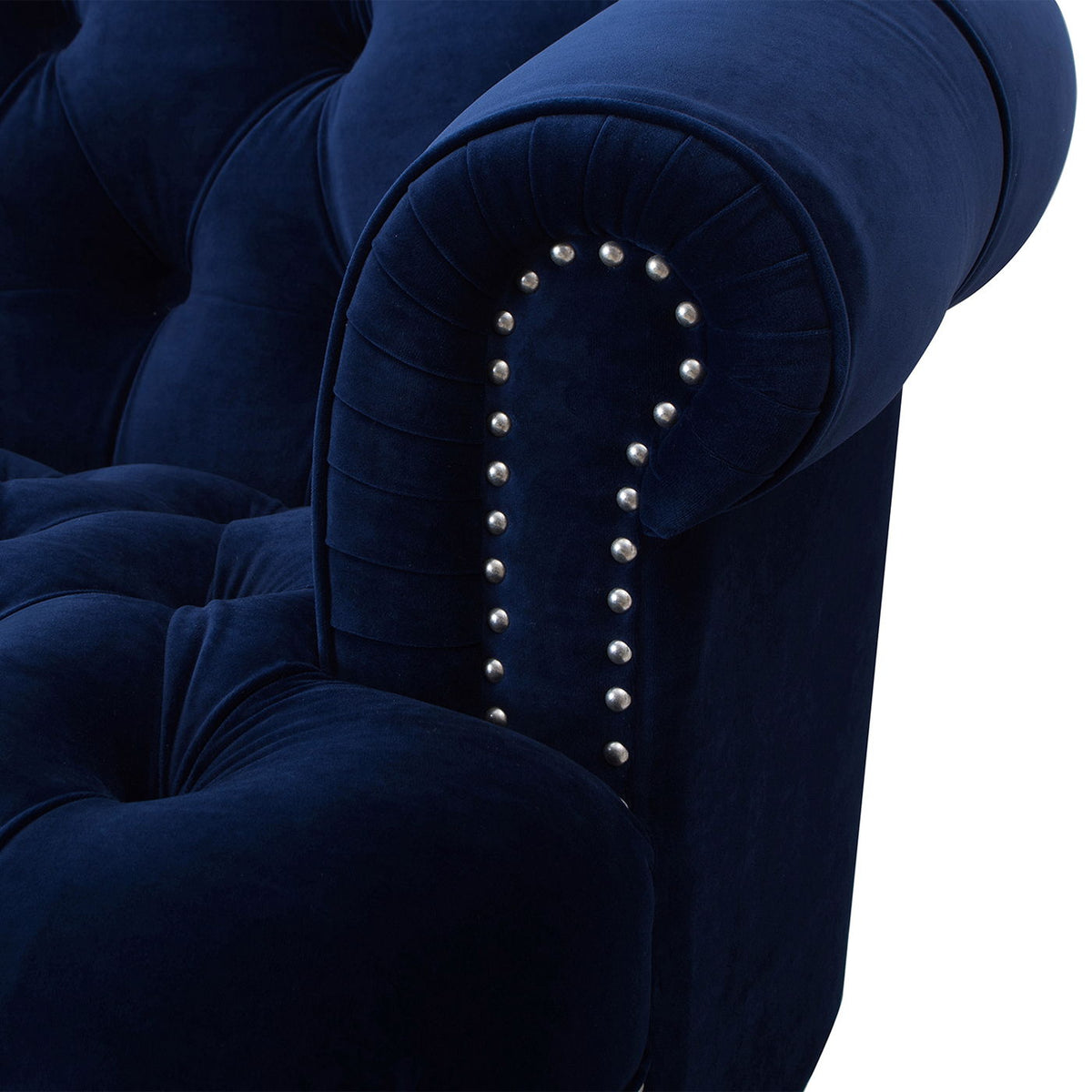 Victorian Tufted Upholstered Accent Chair with Nailhead Trim - Dark Red, Blue, or Pink