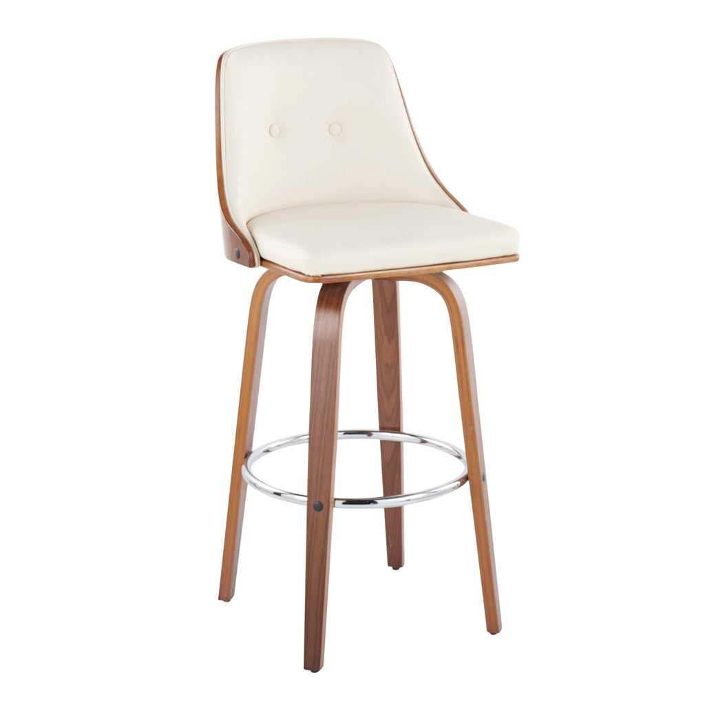 Mid-Century Modern Swivel Barstool Set with Round Footrest - Multiple Colors