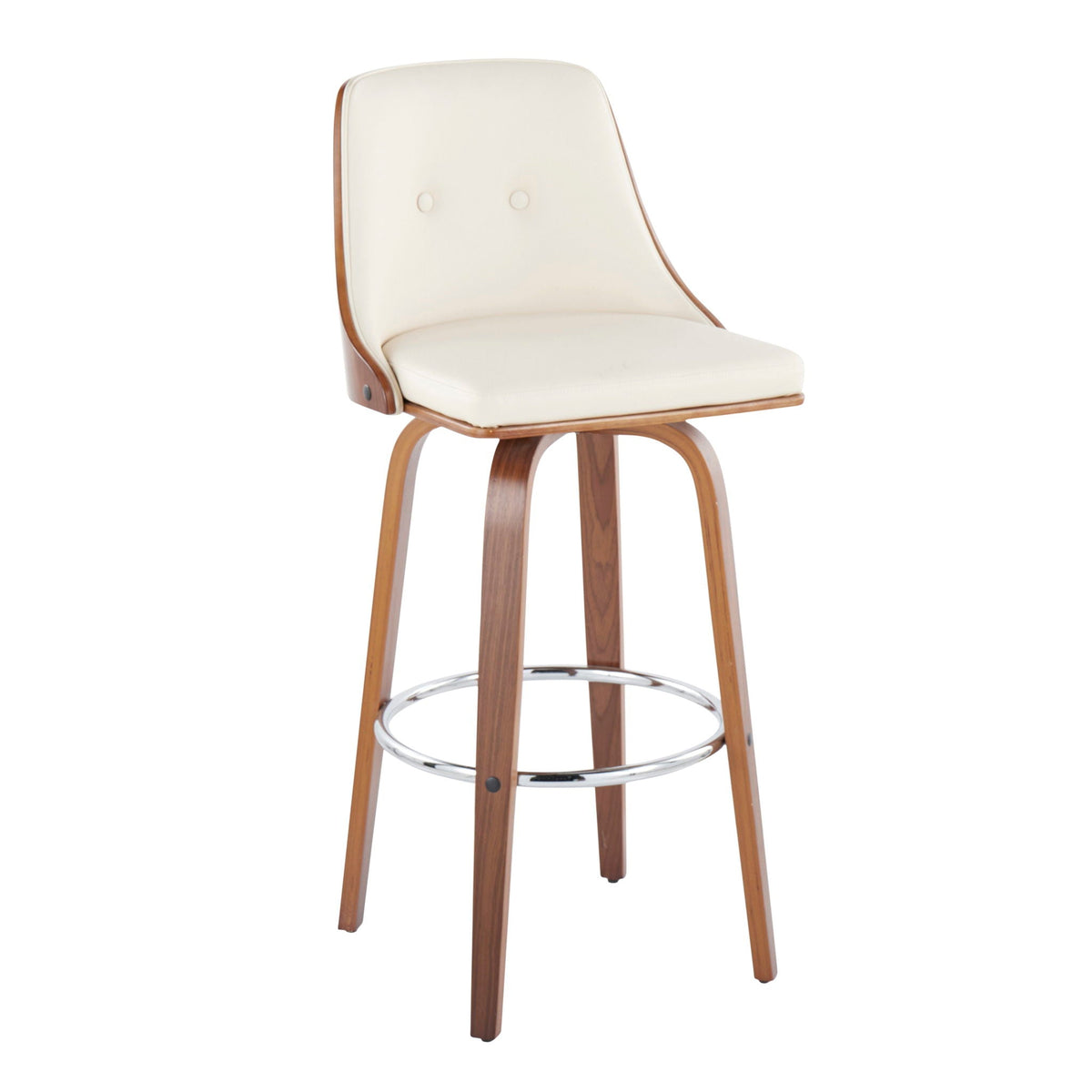 Mid-Century Modern Swivel Barstool Set with Round Footrest - Multiple Colors
