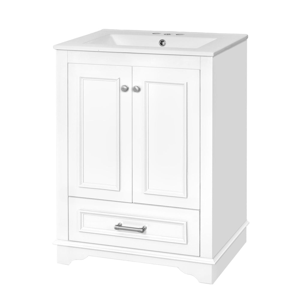 Modern Bathroom Vanity with Ceramic Sink Combo and Storage Cabinet - Multiple Colors