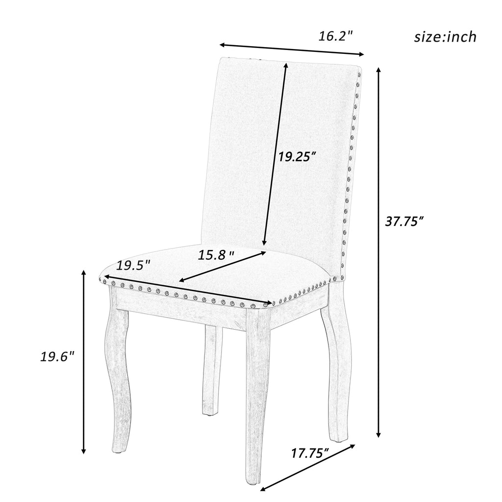 Wood Upholstered Dining Chairs Set of 2 with Padded Seat - Natural Wash