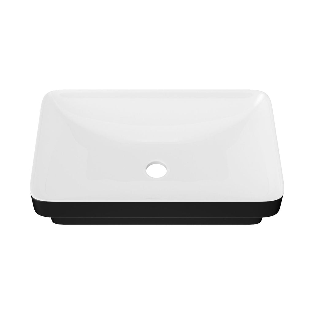 Semi Recessed Bathroom Sink with Vessel Design - Durable Glazed, White / Black