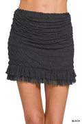 Zenana Ruched Mini Skirt with Built in Shorts